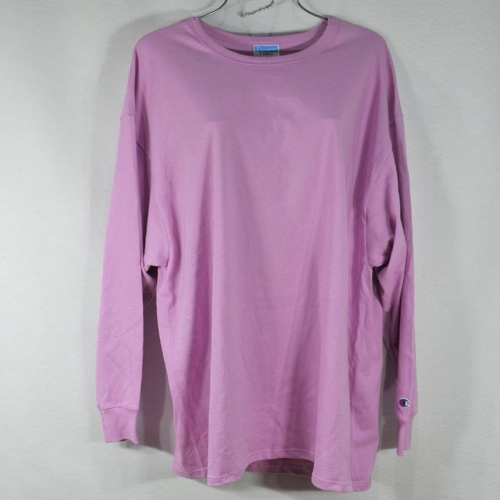 Champion Woman's Pullover XL Long Sleeve Cotton tee Pink NWT